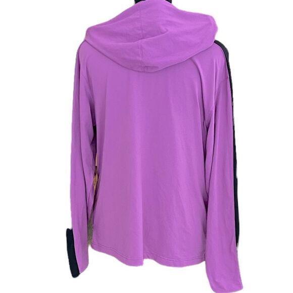 Nina Capri zip front hooded jacket , color is mauve with black trim, size L - Picture 3 of 6